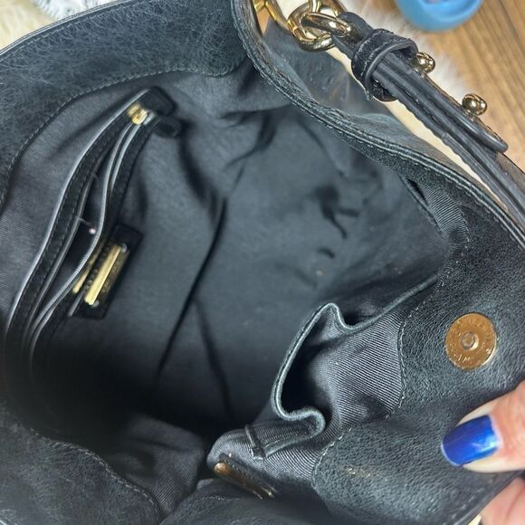 Badgley Mischka Black Leather Hobo Bag with Glossy Finish - Picture 9 of 9